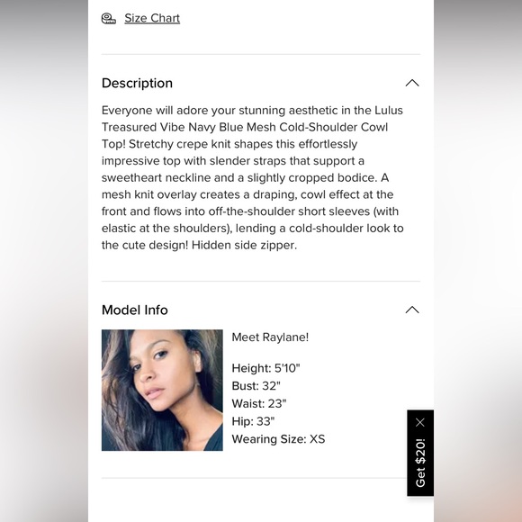 Lulu’s Navy Blue Mesh off-Shoulder Cowl Top NWOT - Picture 7 of 7